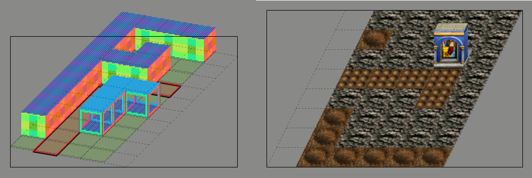 Two oblique maps as rendered by Tiled